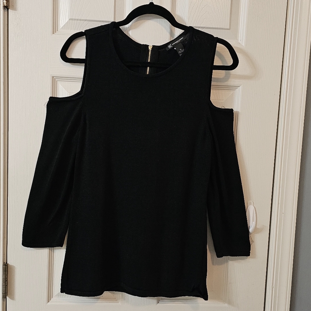 Luxury Black Cold-Shoulder Top Office Wear Business Casual